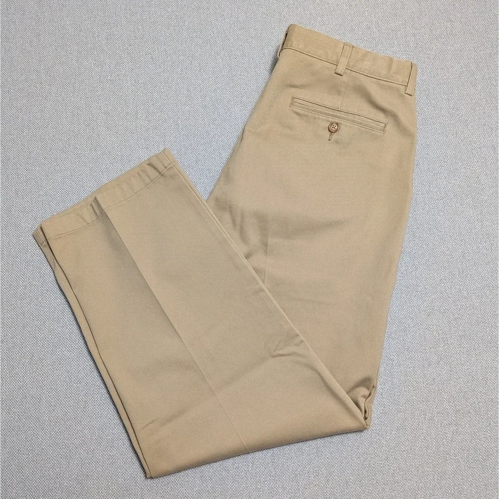 L.L.Bean Pants Men's Khaki 34x29 Chino Comfort Waist 100% Cotton Office Heavy